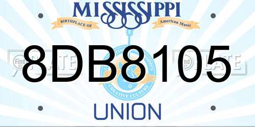 8DB8105 Mississippi License Plate