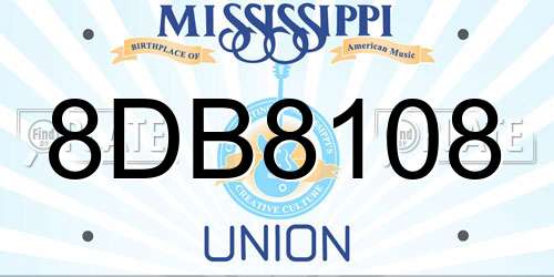 8DB8108 Mississippi License Plate