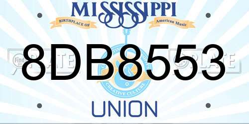 8DB8553 Mississippi License Plate