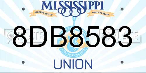 8DB8583 Mississippi License Plate