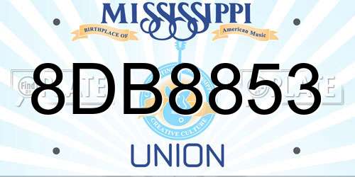 8DB8853 Mississippi License Plate