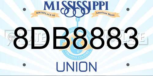 8DB8883 Mississippi License Plate