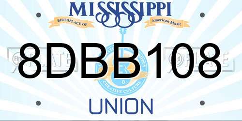 8DBB108 Mississippi License Plate