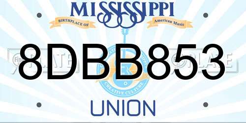 8DBB853 Mississippi License Plate