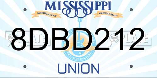 8DBD212 Mississippi License Plate