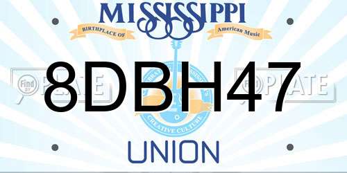 8DBH47 Mississippi License Plate