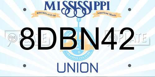 8DBN42 Mississippi License Plate