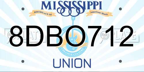 8DBO712 Mississippi License Plate