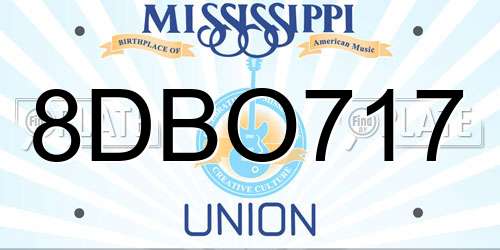 8DBO717 Mississippi License Plate