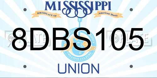 8DBS105 Mississippi License Plate