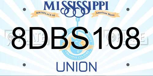 8DBS108 Mississippi License Plate