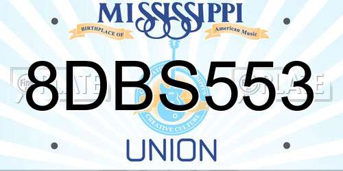 8DBS553 Mississippi License Plate