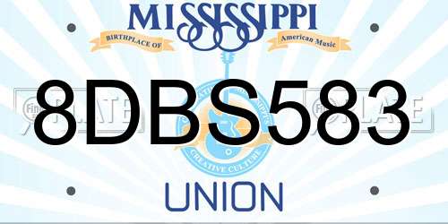 8DBS583 Mississippi License Plate