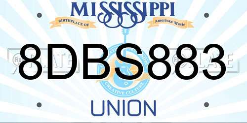 8DBS883 Mississippi License Plate
