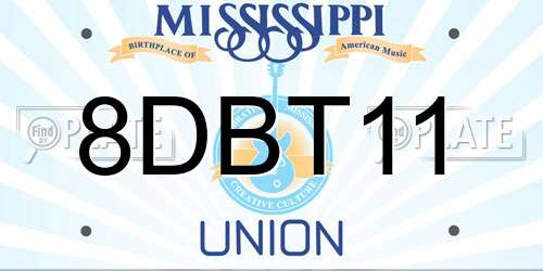 8DBT11 Mississippi License Plate