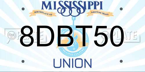 8DBT50 Mississippi License Plate
