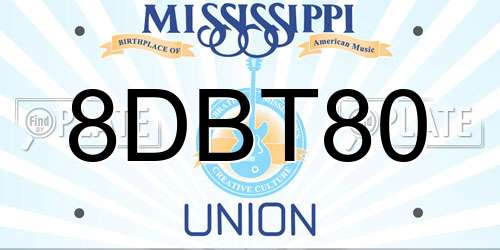 8DBT80 Mississippi License Plate
