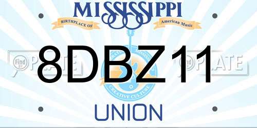 8DBZ11 Mississippi License Plate