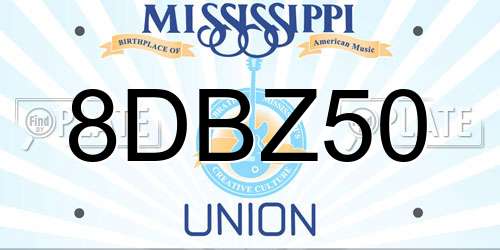 8DBZ50 Mississippi License Plate