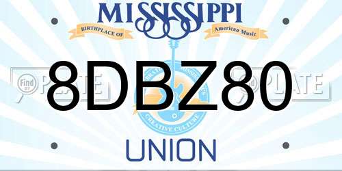 8DBZ80 Mississippi License Plate