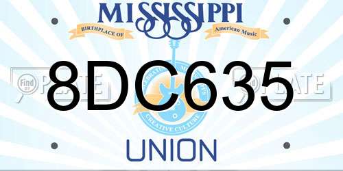 8DC635 Mississippi License Plate
