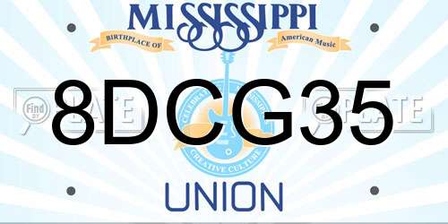 8DCG35 Mississippi License Plate