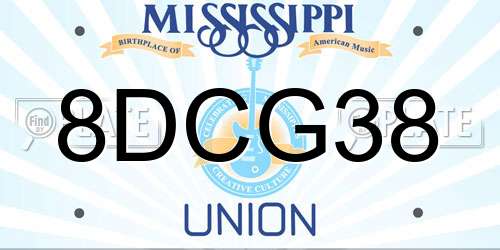 8DCG38 Mississippi License Plate