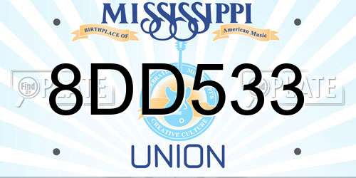 8DD533 Mississippi License Plate