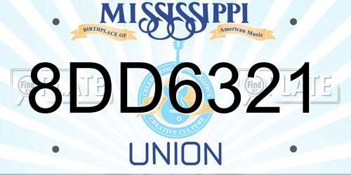 8DD6321 Mississippi License Plate