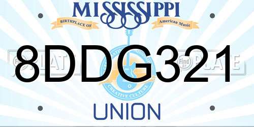 8DDG321 Mississippi License Plate