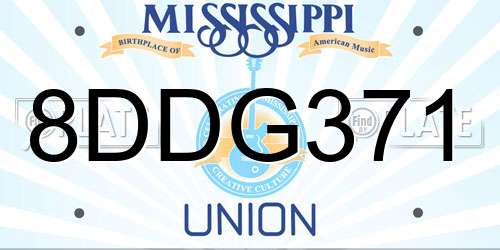 8DDG371 Mississippi License Plate