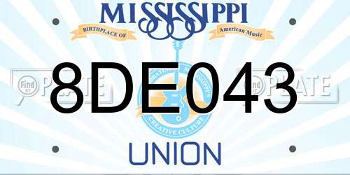 8DE043 Mississippi License Plate