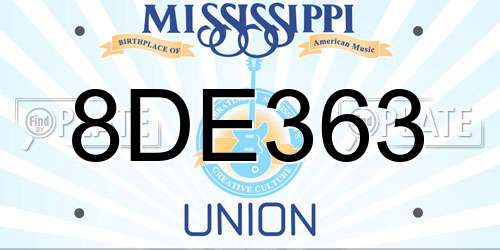 8DE363 Mississippi License Plate
