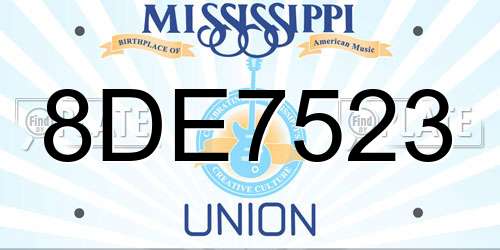 8DE7523 Mississippi License Plate