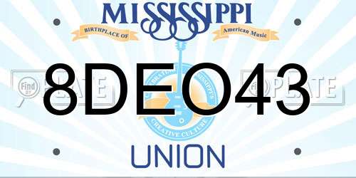8DEO43 Mississippi License Plate