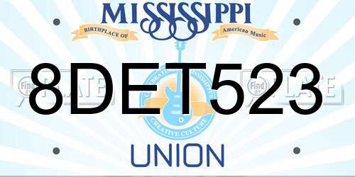 8DET523 Mississippi License Plate