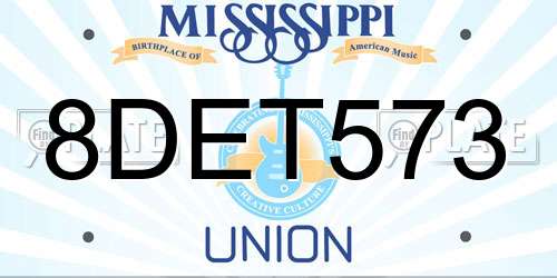 8DET573 Mississippi License Plate