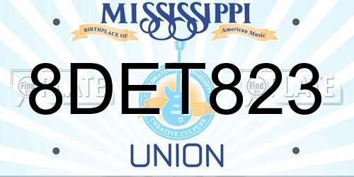8DET823 Mississippi License Plate