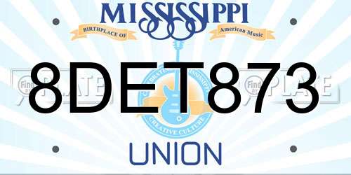 8DET873 Mississippi License Plate