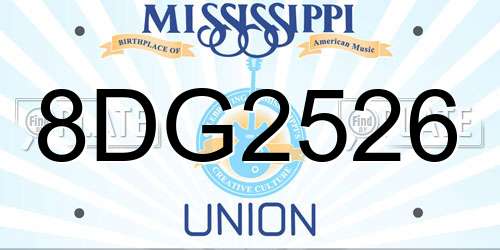 8DG2526 Mississippi License Plate