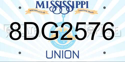 8DG2576 Mississippi License Plate