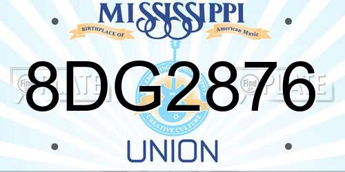 8DG2876 Mississippi License Plate