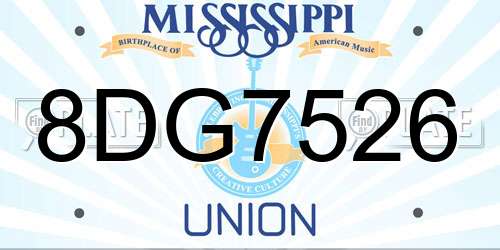 8DG7526 Mississippi License Plate