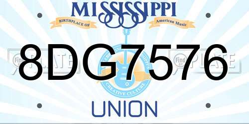 8DG7576 Mississippi License Plate