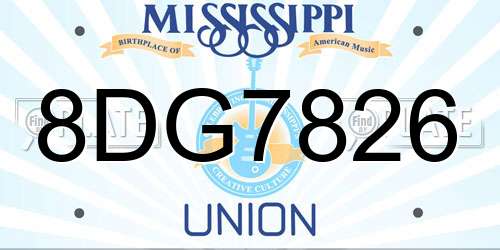 8DG7826 Mississippi License Plate