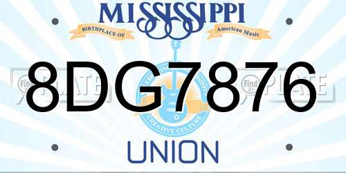 8DG7876 Mississippi License Plate