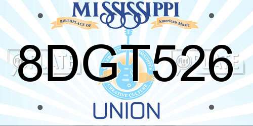 8DGT526 Mississippi License Plate