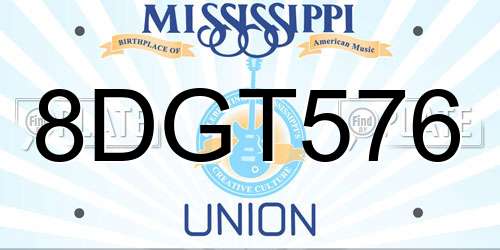 8DGT576 Mississippi License Plate