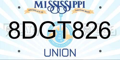 8DGT826 Mississippi License Plate