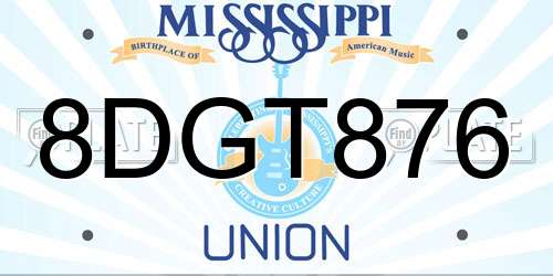 8DGT876 Mississippi License Plate